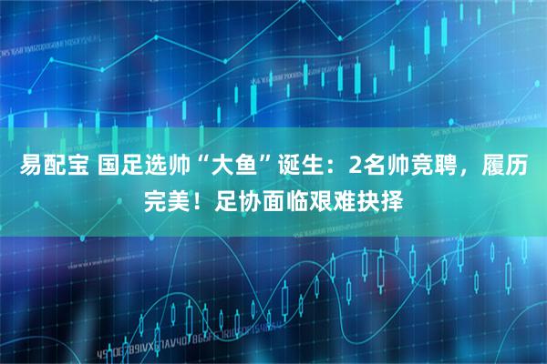 易配宝 国足选帅“大鱼”诞生：2名帅竞聘，履历完美！足协面临艰难抉择